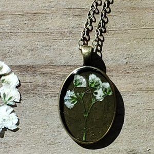 Real Flower Necklace Art Piece Unique Special Gift Chic Bohemian Floral …